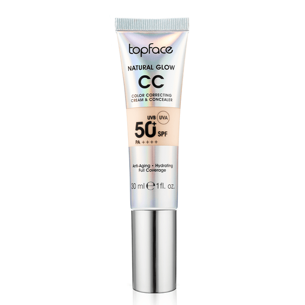 Topface Natural Glow CC Color Correcting Cream & Concealer 50+ SPF - 001