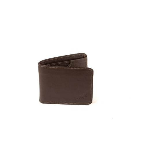 SEVEN K WALLET C2249N, compact dark-brown bifold wallet with stitched edges