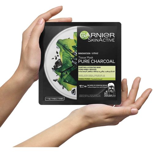 Garnier Pores Refining Face Tissue Mask With Pure Charcoal& Seaweed - ELBEAUTE