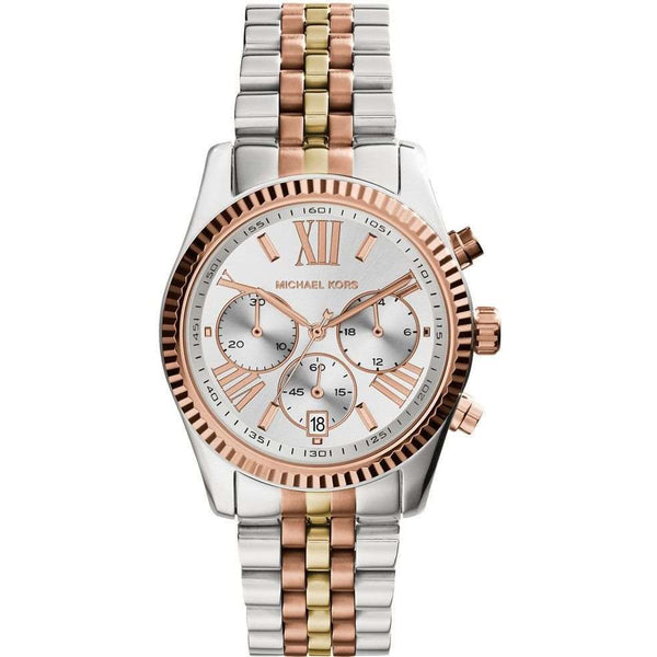 Michael Kors Lexington Women's Silver Dial Stainless Steel Band Watch - Elegant and Stylish with Chronograph Subdials - ELBEAUTE