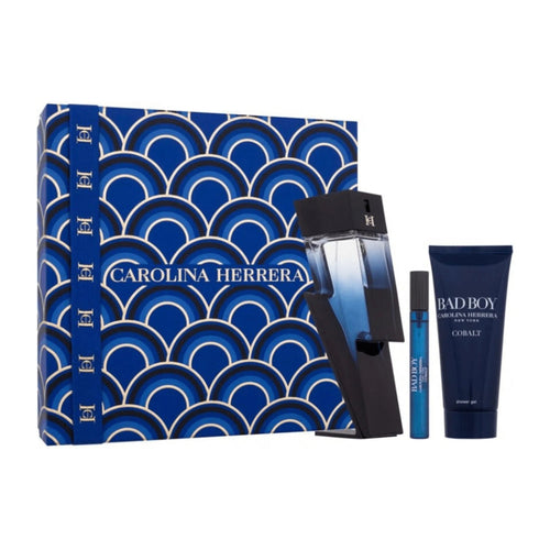 Carolina Herrera Bad Boy Cobalt gift set: EDP bottle, mini spray and shower gel in box