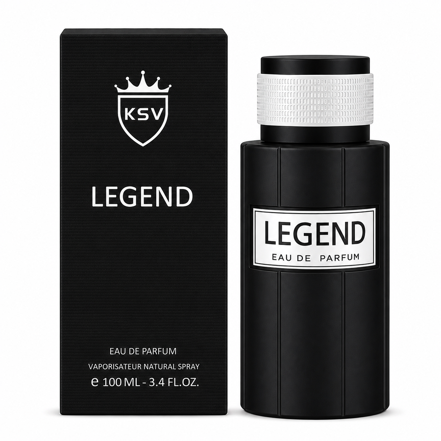 Men's eau de parfum bottle with black body and white textured cap.